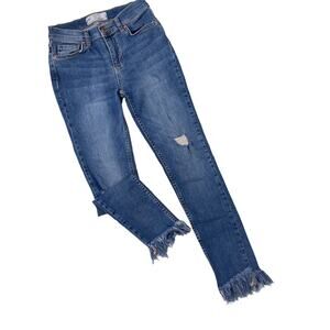 Free People Great Heights Jeans Frayed Hem Skinny Distressed Ripped Womens Sz 25